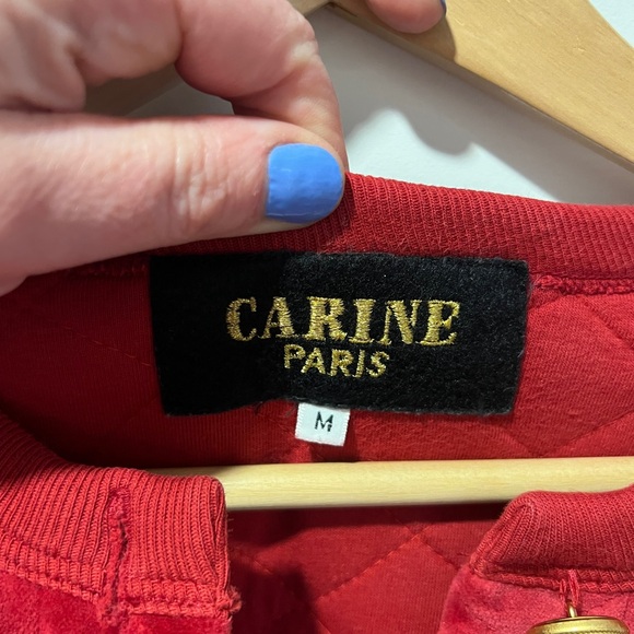 ✨Carine Paris✨ Women's Quilted Velvet Puffer Jacket - Burgundy Red size M - Picture 4 of 7